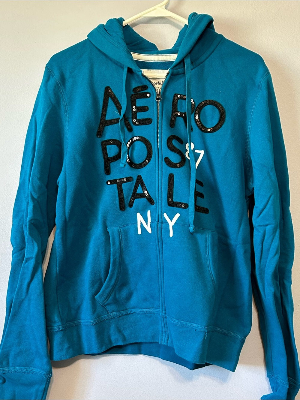 Aeropostale Y2K Hoodie in Aqua Blue